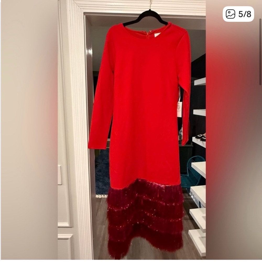 Tuckernuck Red Dress with Pink Fringe